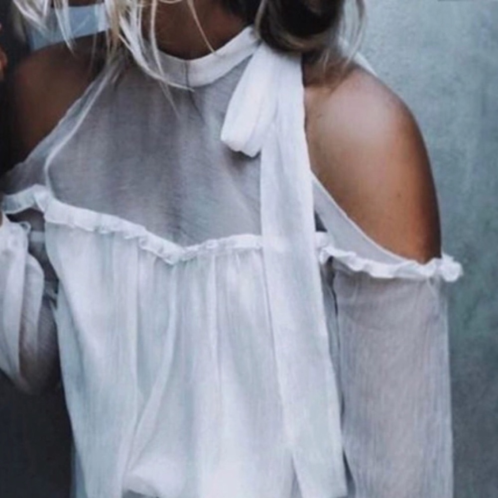 DUCHESS COLD SHOULDER RUFFLE TOP - Picture 2 of 8